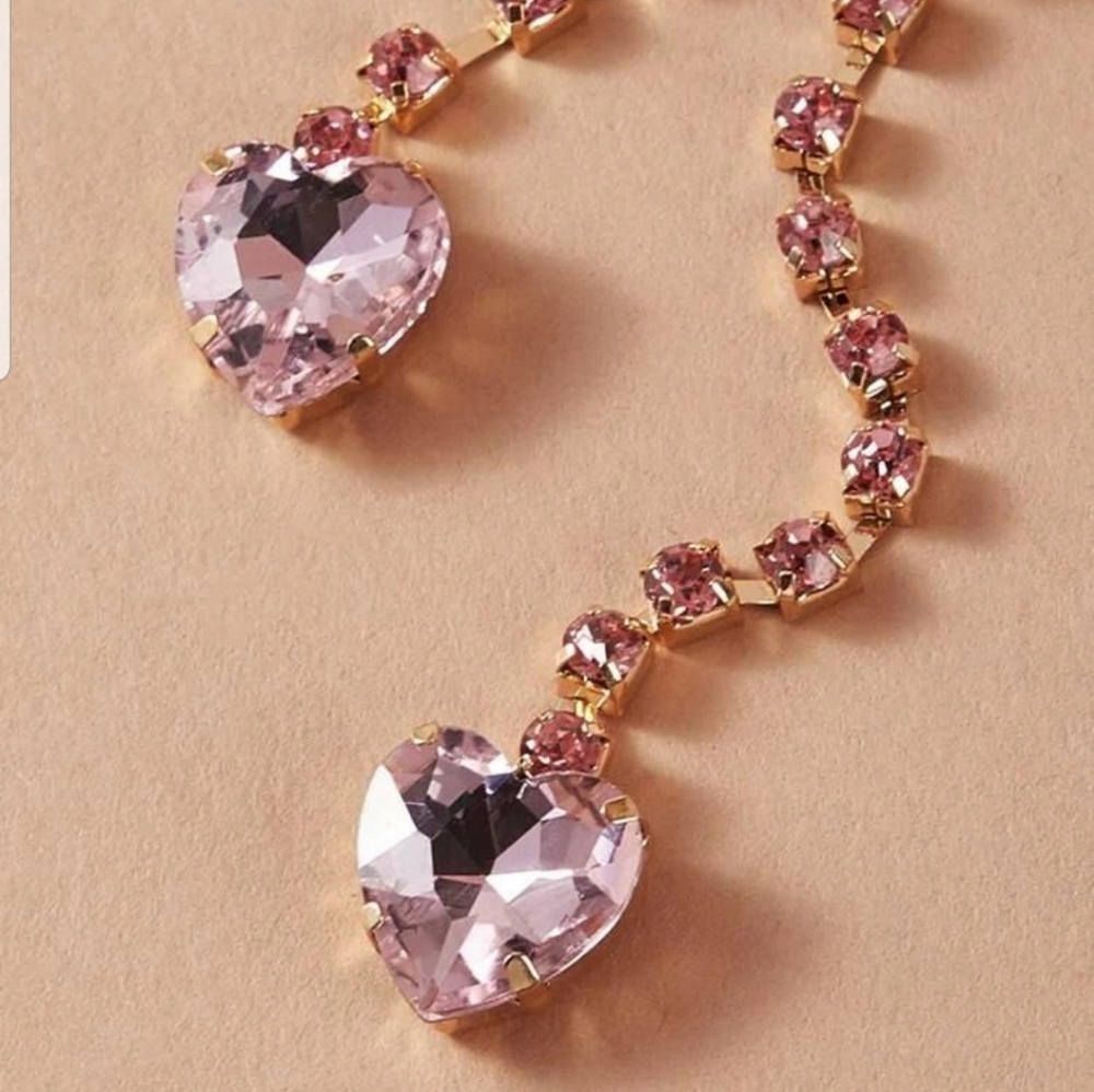 ♡Tracy♡ Dangling Stone Heart Earrings - Picture 2 of 3